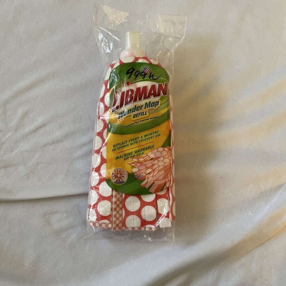 Libman Wonder Mop Refill Red Polka Dot Design Machine Washable Up To 50x For Har